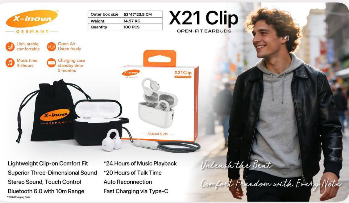 X21 Clip Open-Fit Wireless Earbuds 🎧