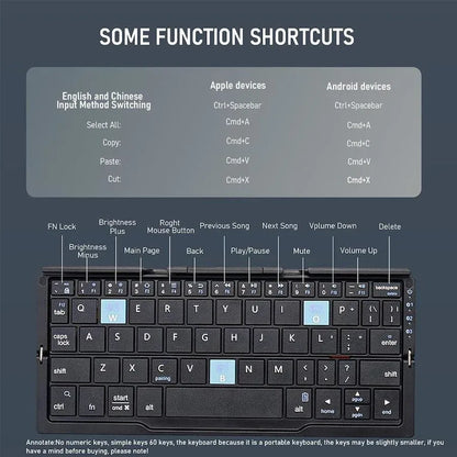 Ultra-Slim Foldable Bluetooth Keyboard - Wireless Rechargeable