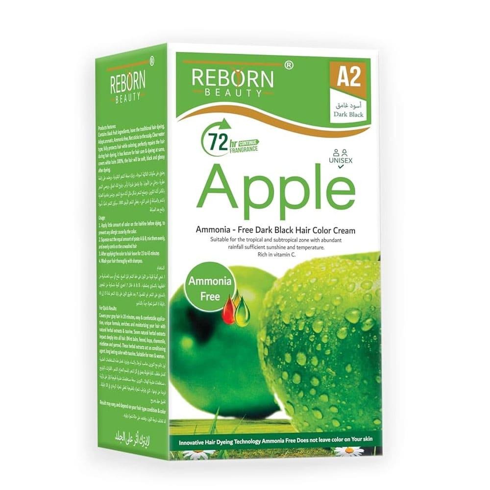 Reborn Beauty Hair Dye Dark Black 500 ml + Developer 500 ml - Ammonia-Free, Long-Lasting Color for All Hair Types