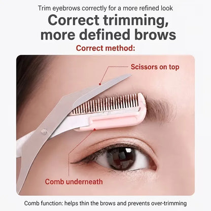 Stainless Steel Built-In Comb Eyebrow Scissors
