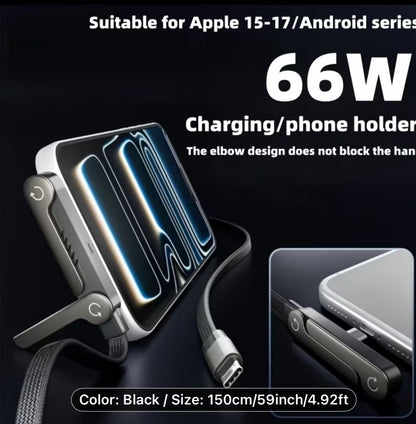 🔥Foldable Stand Weaved Data Cable 240W –USB to Type C & Type C to Type C 🔥