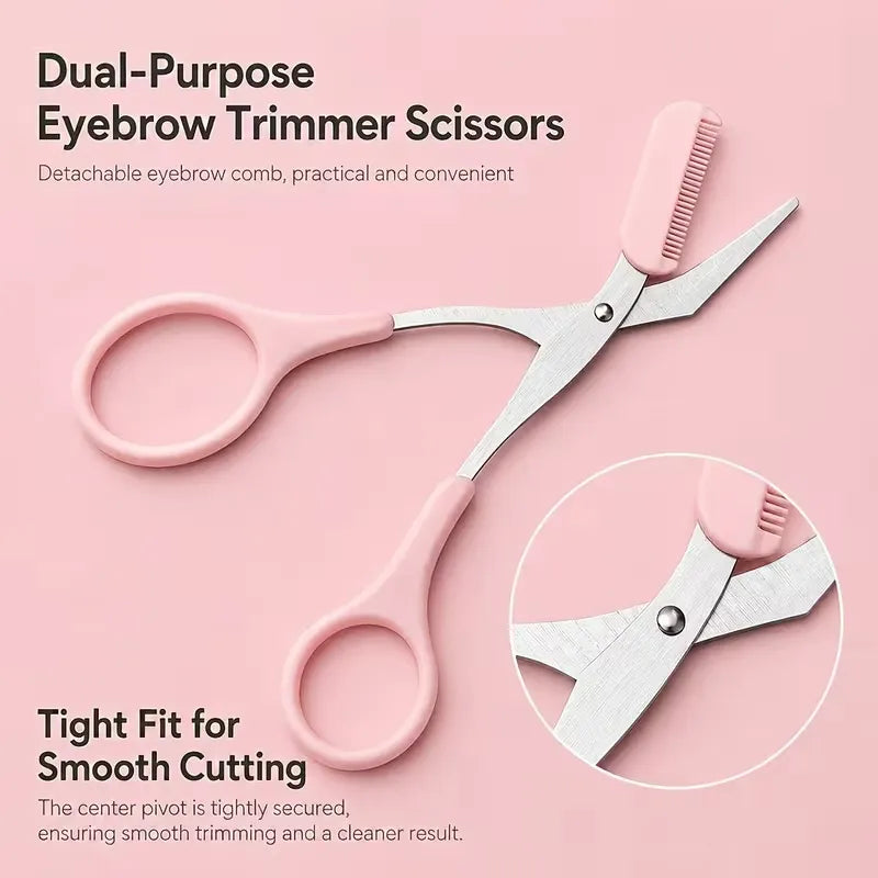 Stainless Steel Built-In Comb Eyebrow Scissors