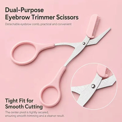 Stainless Steel Built-In Comb Eyebrow Scissors