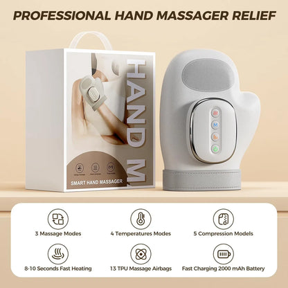 Hand Massager with Heating and Pressing Functions, Cordless Hand Massager