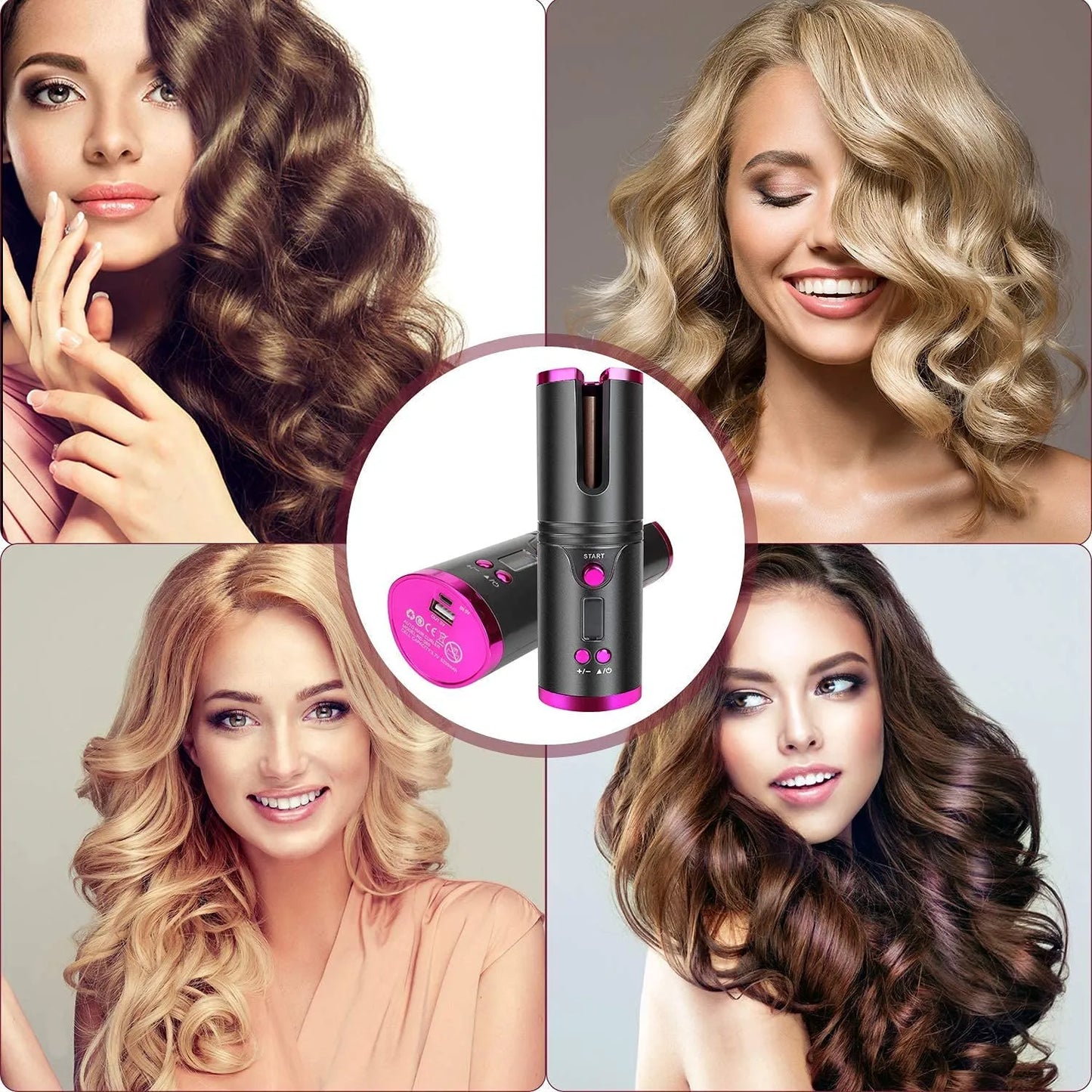 Cordless Hair Curler, Automatic Hair Curling Iron