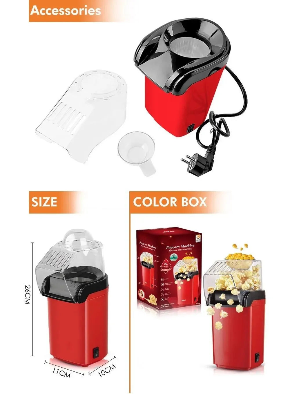🍿 Hot Air Electric Popcorn Maker – Healthy Oil-Free Popcorn Machine