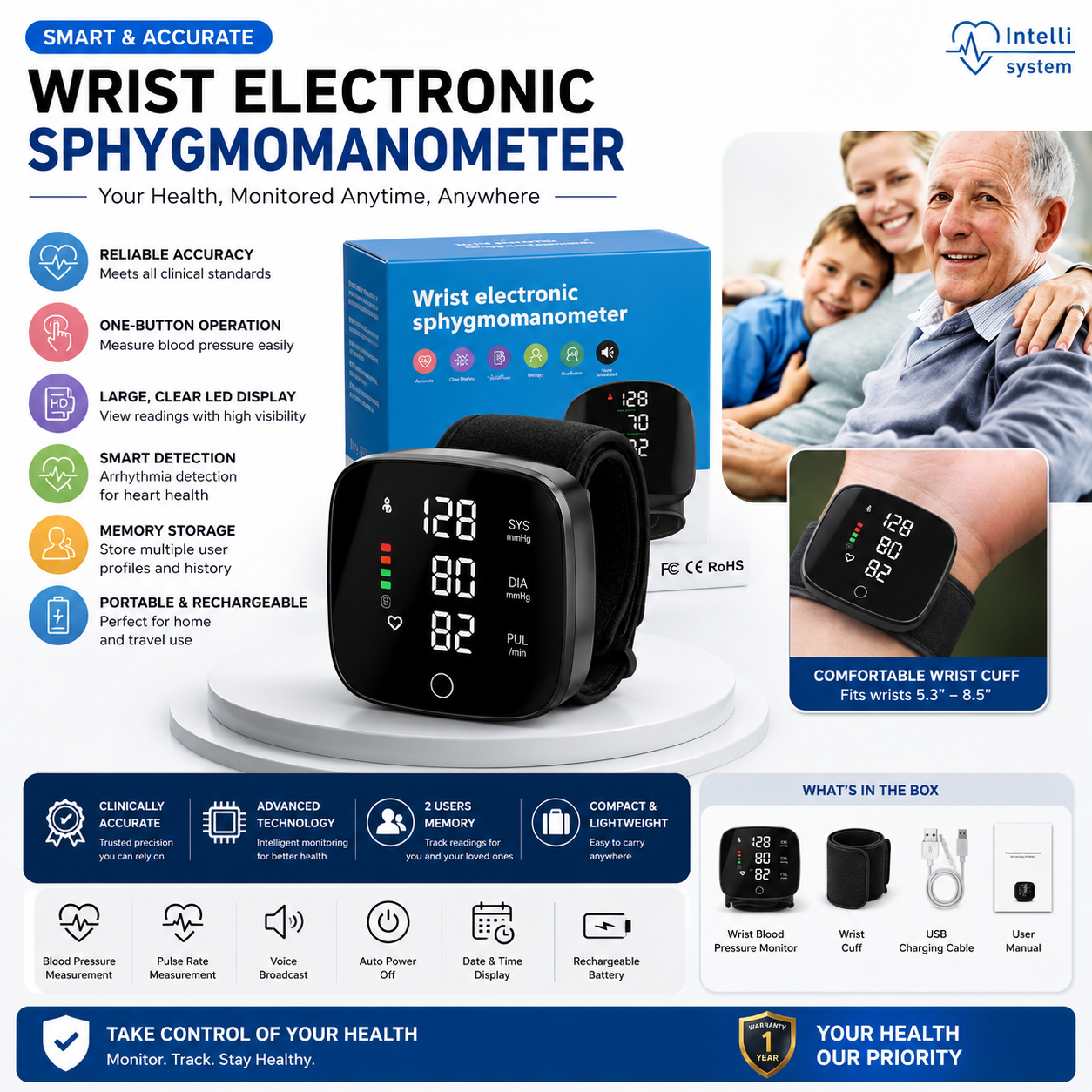 🩺 Smart Wrist Electronic Blood Pressure Monitor