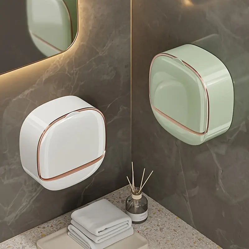 Luxury Wall-Mounted Soap Dish with Lid & Drip Tray