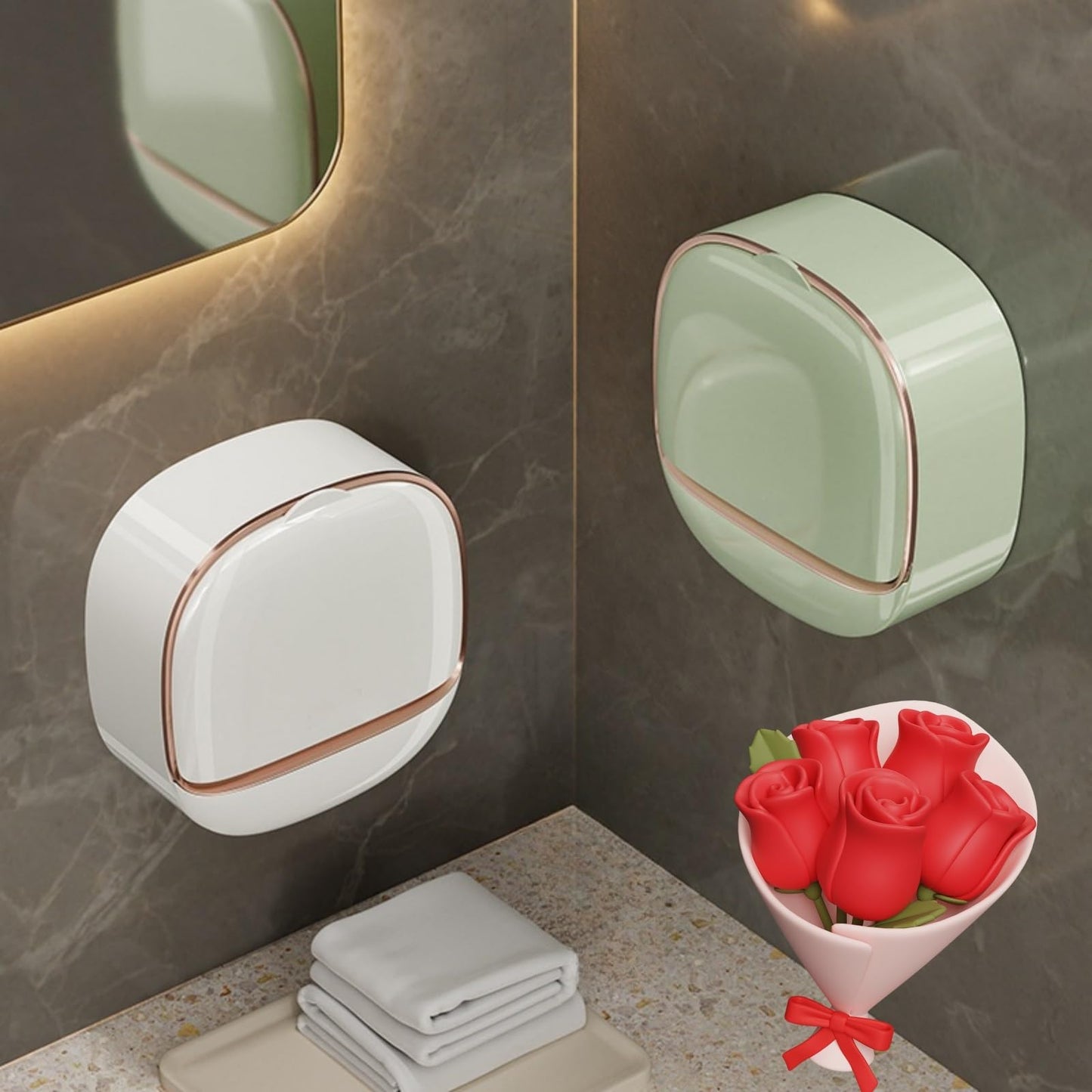 Luxury Wall-Mounted Soap Dish with Lid & Drip Tray