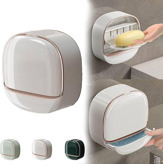 Luxury Wall-Mounted Soap Dish with Lid & Drip Tray