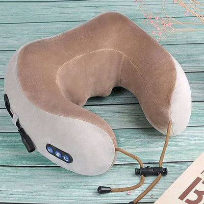 Neck Massage Pillow Electric Rechargeable U-Shaped Travel Custion Stress Relief