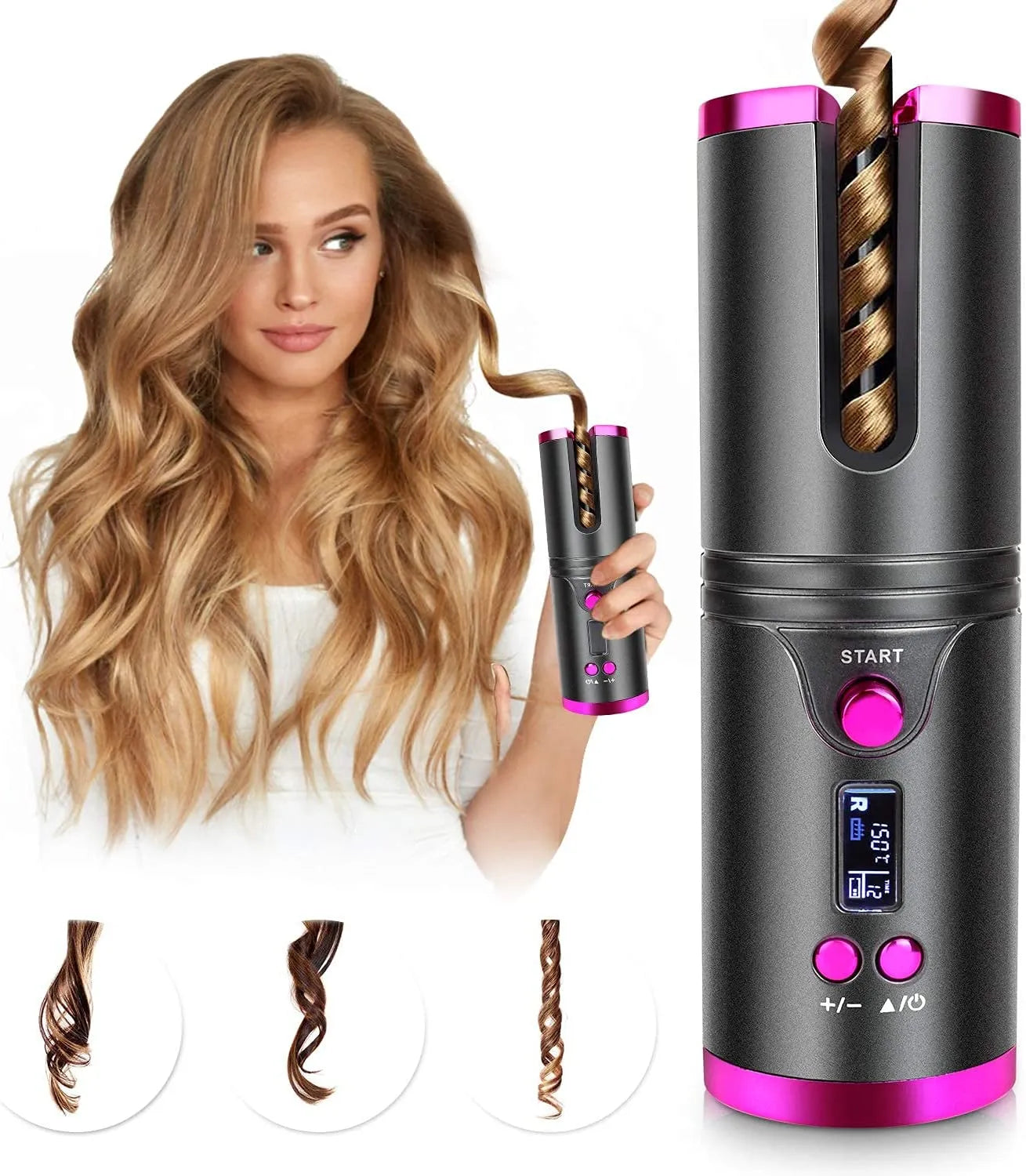 Cordless Hair Curler, Automatic Hair Curling Iron