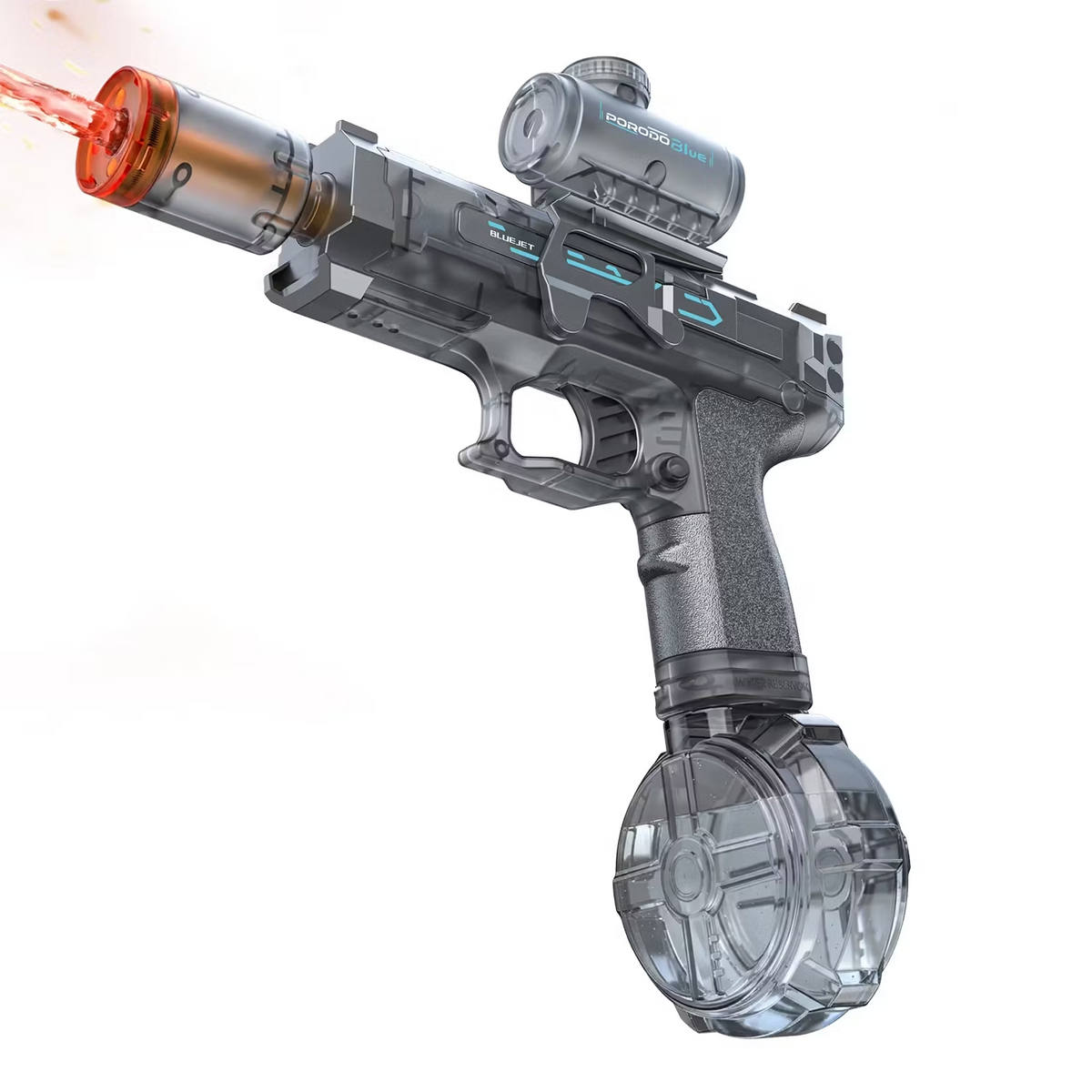 Porodo Blue Auto Firing Electric Water Gun With Flashing Light