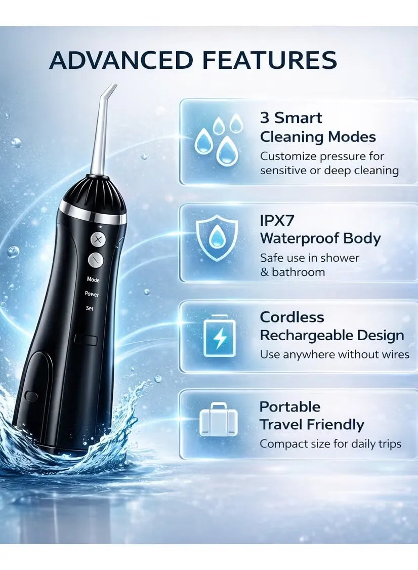 Oral Irrigator – Cordless Water Flosser with 4 Nozzle Attachments