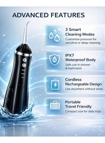 Oral Irrigator – Cordless Water Flosser with 4 Nozzle Attachments