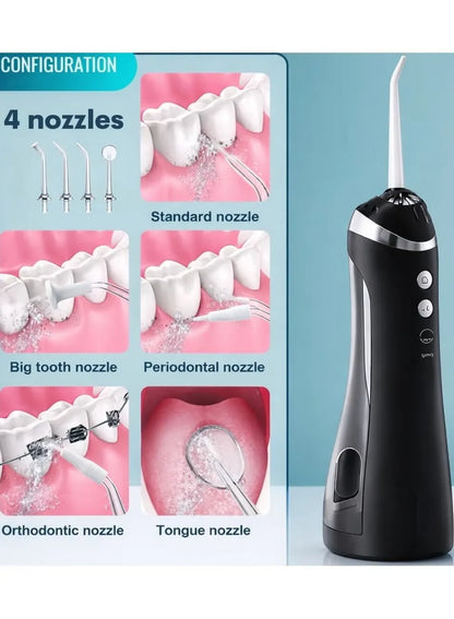 Oral Irrigator – Cordless Water Flosser with 4 Nozzle Attachments