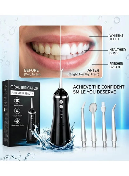 Oral Irrigator – Cordless Water Flosser with 4 Nozzle Attachments