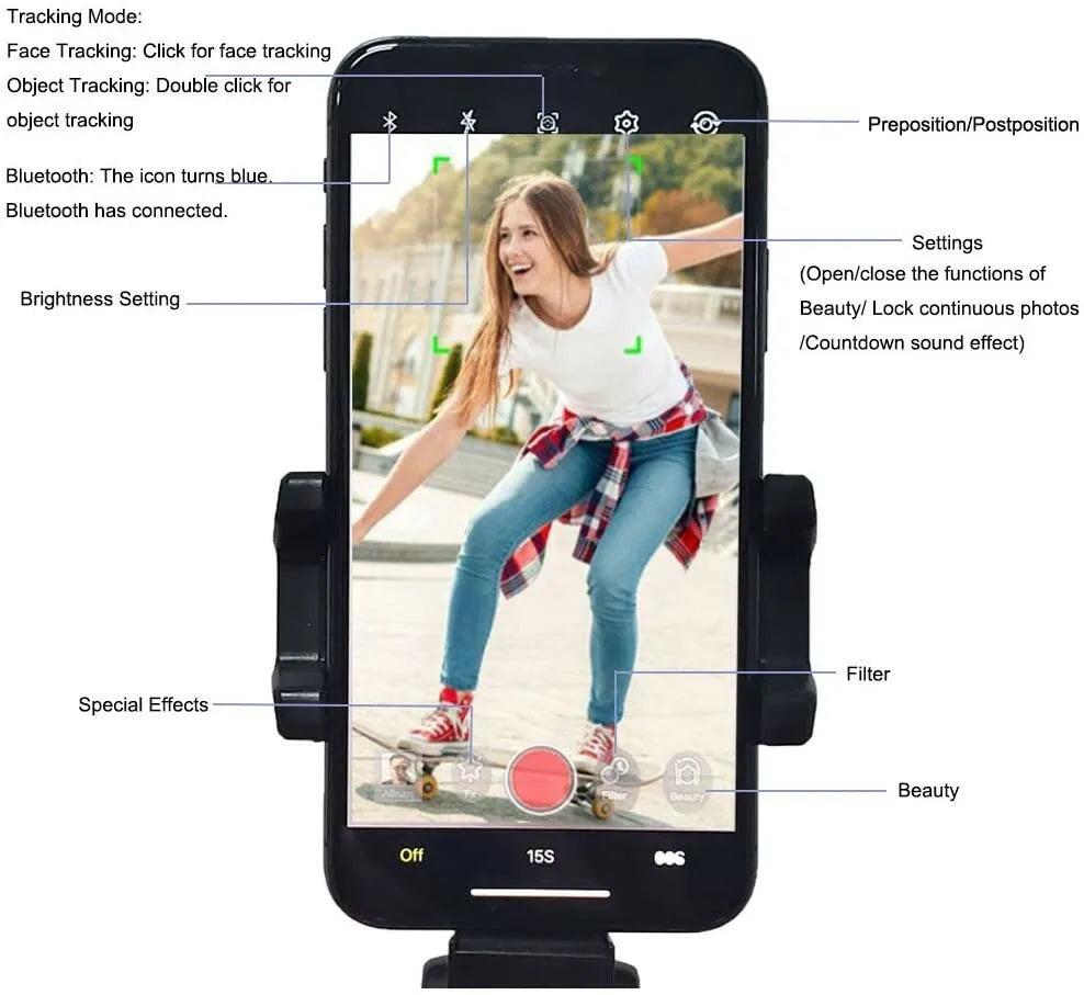 AI 360° Face Tracking Smart Gimbal Tripod – Auto Following Phone Holder