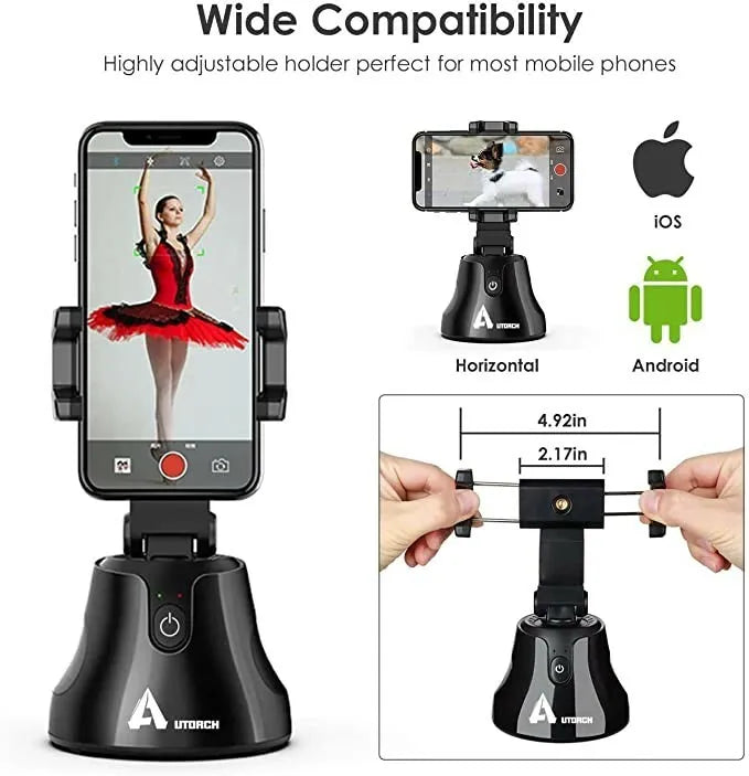 AI 360° Face Tracking Smart Gimbal Tripod – Auto Following Phone Holder